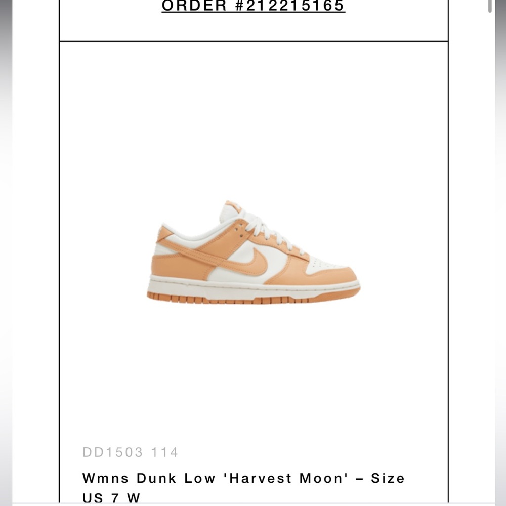 Nike Dunk Low women’s size 7 harvest moon